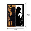 Decoratiune de perete, Jazz, 50% lemn/50% metal, Dimensiune: 32 x 3 x 50 cm, Negru / Nuc deschis