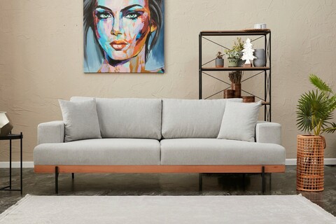 Canapea 3 locuri, balcab home, 825blc2820, lemn de fag, gri