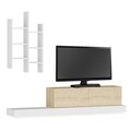 Mobilier living Luse, Pakoworld, 180x29.5x30.8 cm, PAL melaminat, stejar/alb