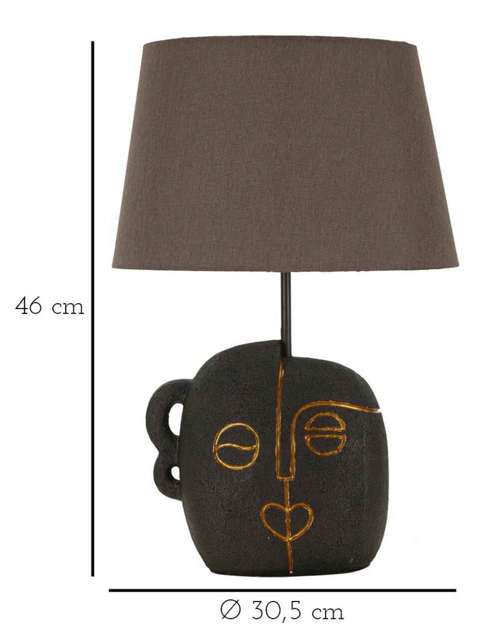 Lampa de masa Tribal -A, Mauro Ferretti, 1x E27, 40W, 30.5x46 cm, polirasina/fier/textil, maro/auriu