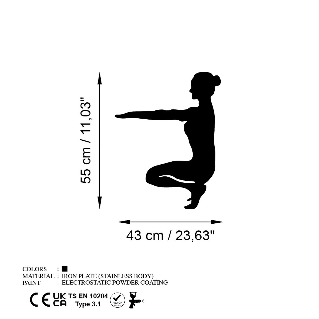 Decoratiune de perete, Yoga 16, Dimensiune: 43 x 55 cm, Negru — imaginea 6