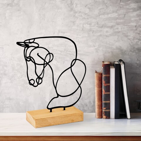 Decoratiune, Equine, 26x8x17 cm, Metal, Negru