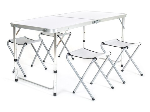 Set masa si 4 scaune pliabile pentru camping Bilbao, Happy Green, otel/aluminiu