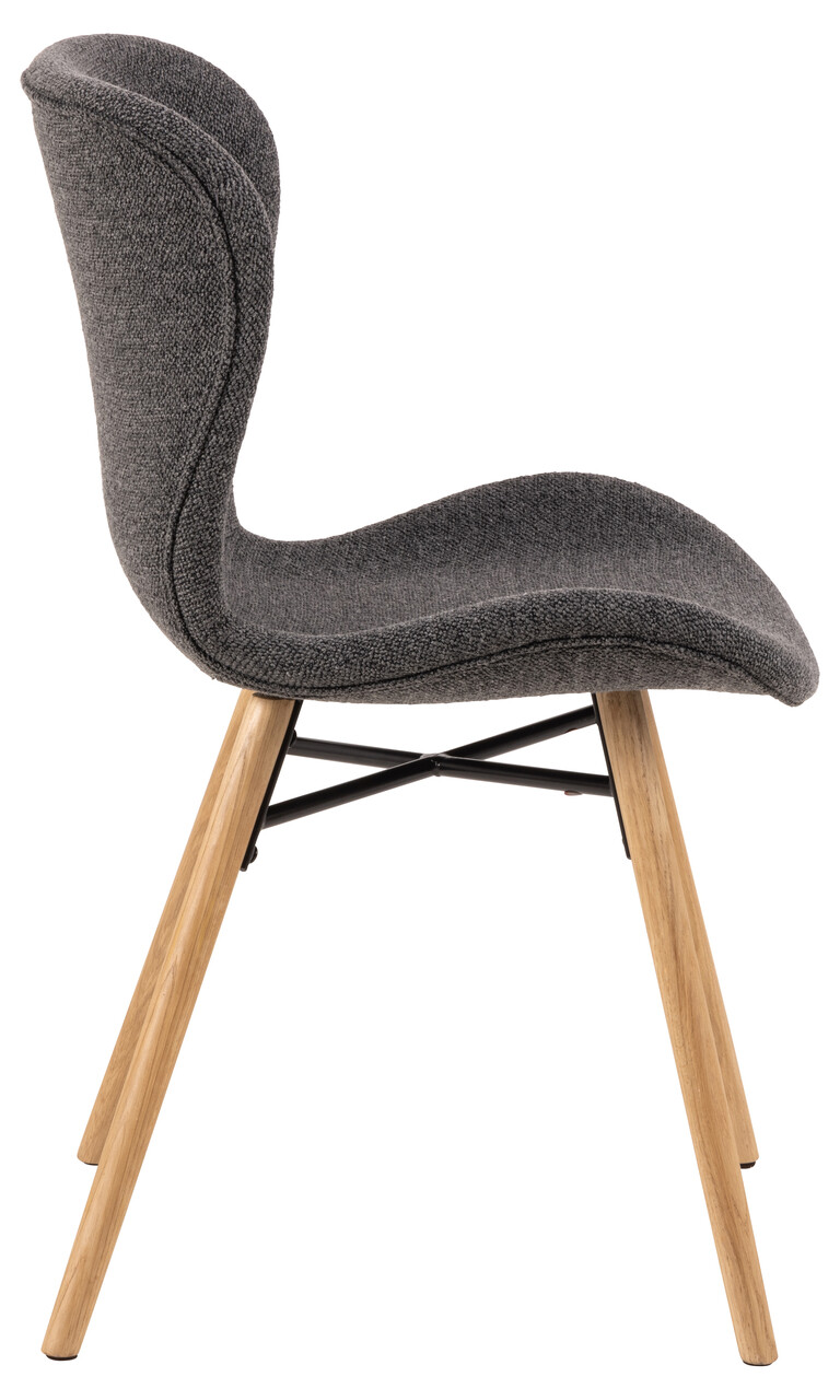 Scaun Batilda -A1, Actona, 47x53x82.5 cm, tesatura Boucle/lemn de stejar, antracit - view 6