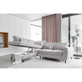 Coltar extensibil stanga 4 locuri ELTAP, LT-03NU, Noble, 255x201x100 cm, lemn/poliester, gri deschis