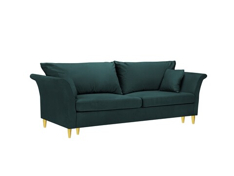 Poza Canapea extensibila, Tulipe, Mazzini Sofas, 3 locuri, cu lada de depozitare, 245x95x98 cm, catifea, albastru petrol