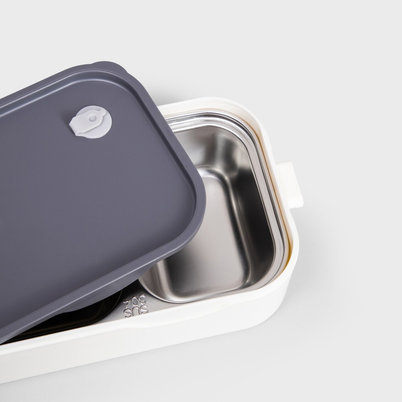 Cutie pentru pranz B2 Mesa, Homla, 2 L, plastic/inox/silicon, bej/gri - imagine 7