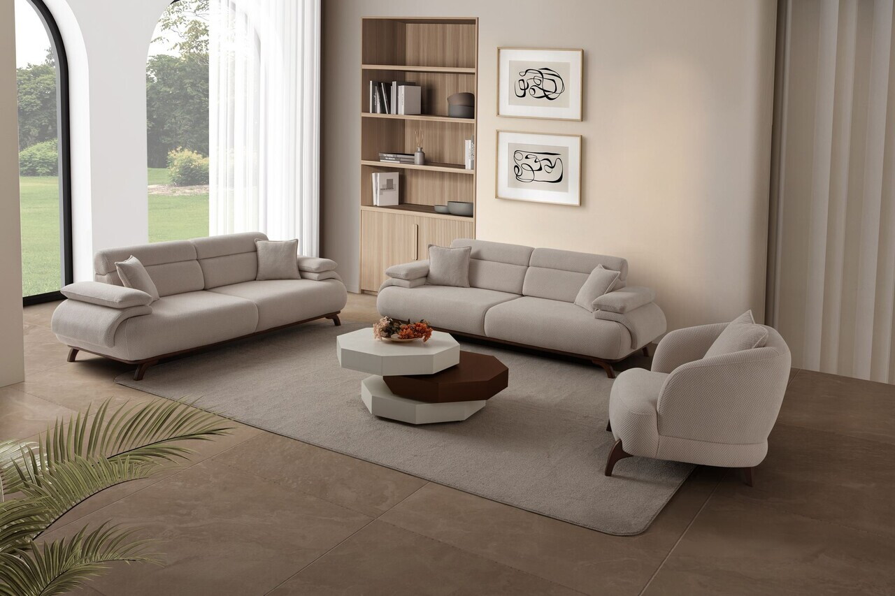 Canapea 3 locuri, Atelier del Sofa, 752EST1145, Lemn de carpen/PAL melaminat, Bej - view 5
