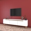 Comoda TV D1 - 391, Wren, 180 x 35 x 48.6 cm, white/walnut