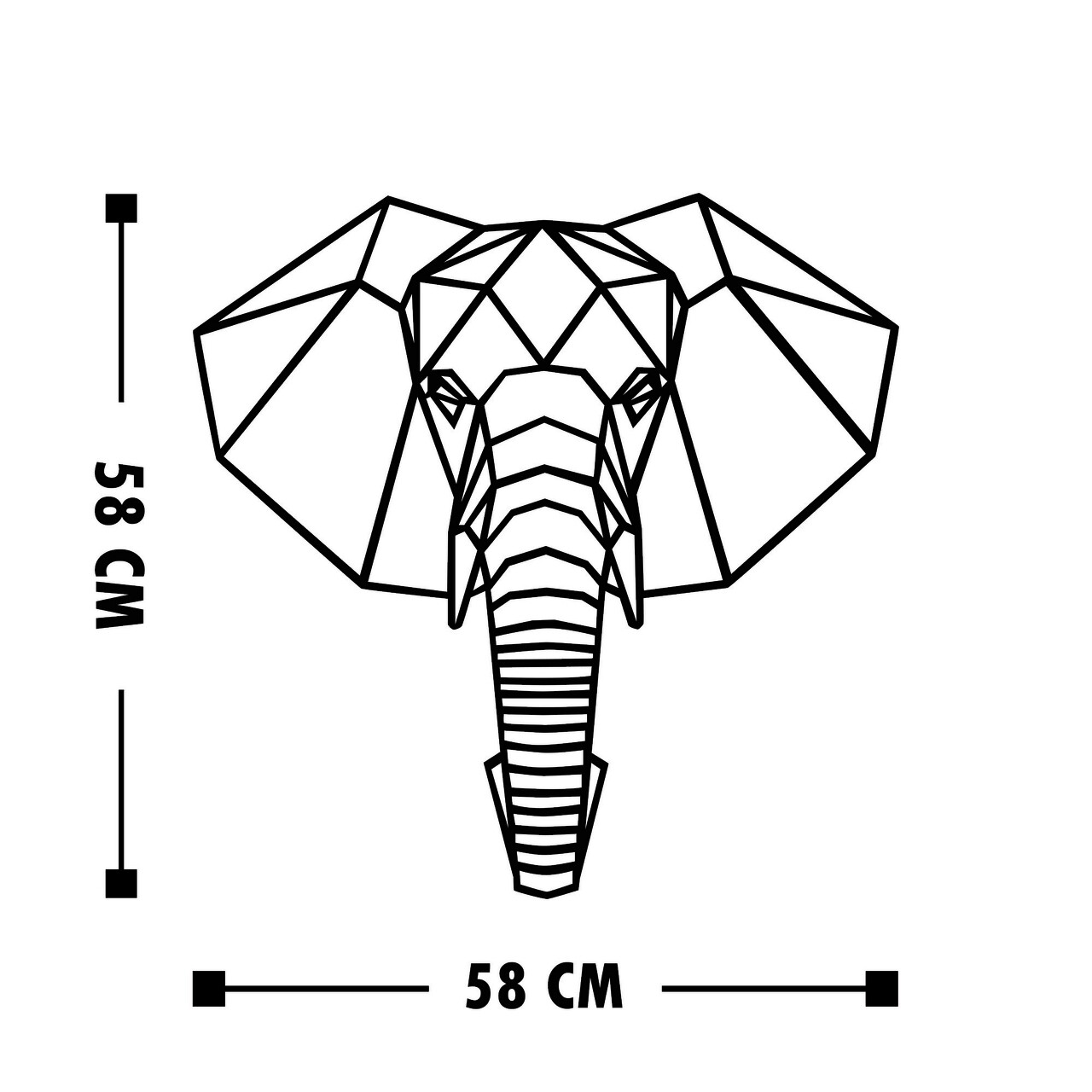Decoratiune de perete, Fil, Lemn, Dimensiune: 58 x 58 cm, Negru - 2 | YEO