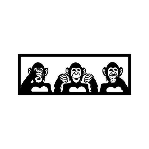 Decoratiune de perete, Three Monkeys S, Tanelorn, 50×18 cm, metal