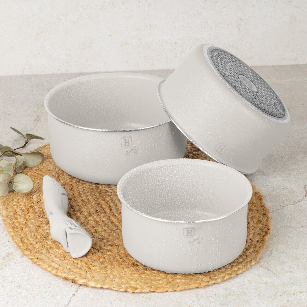 Set pentru gatit Berlinger Haus, Sahara Nordic, 13 piese, aluminiu, crem mat/natur - imagine 2