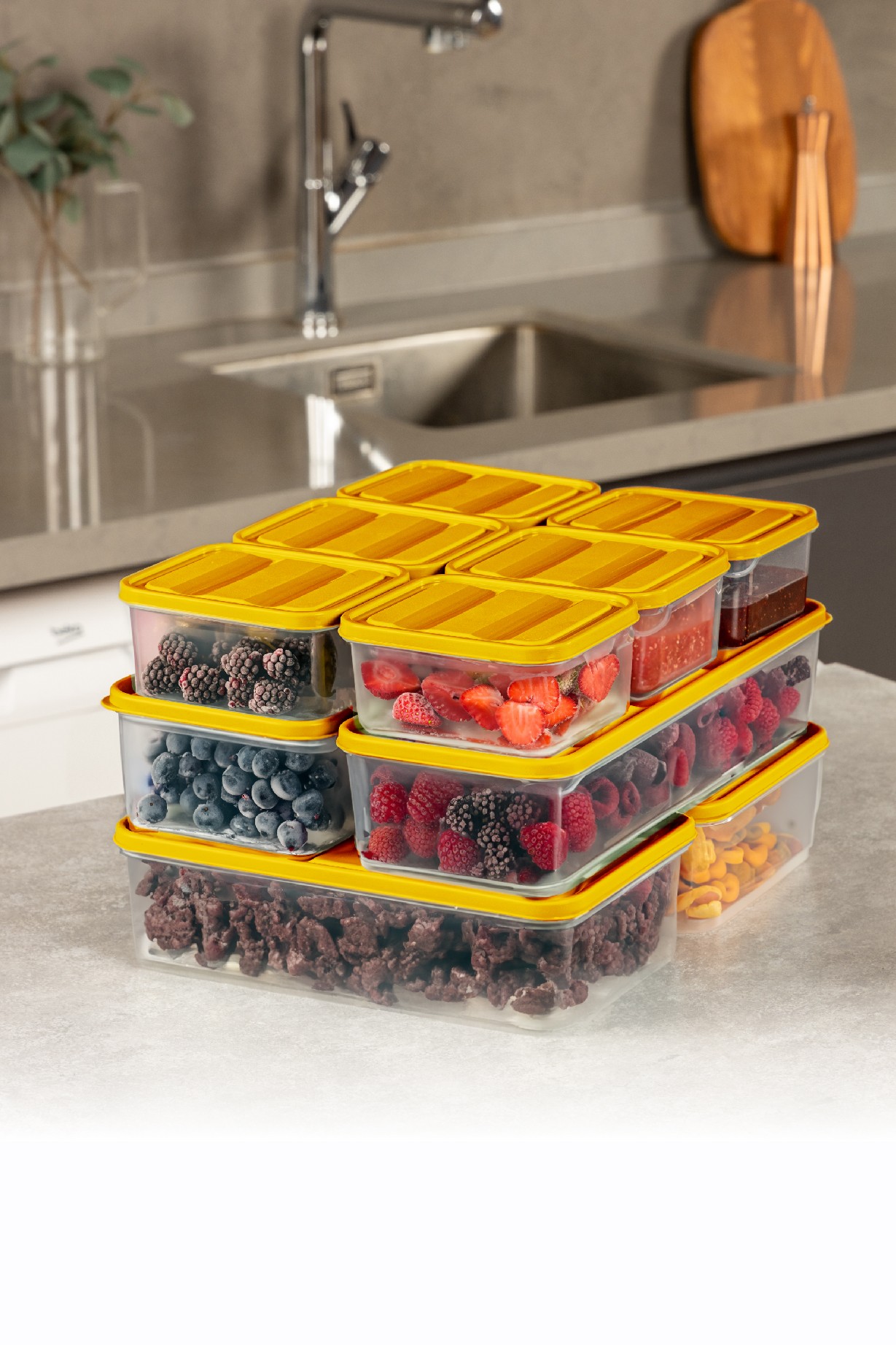 Set recipiente depozitare, Hermia, 964FRM5748, PLASTIC, Dimensiune: 23 x 29,5 x 6,5 cm / 3500 ml (1 bucată), Portocaliu