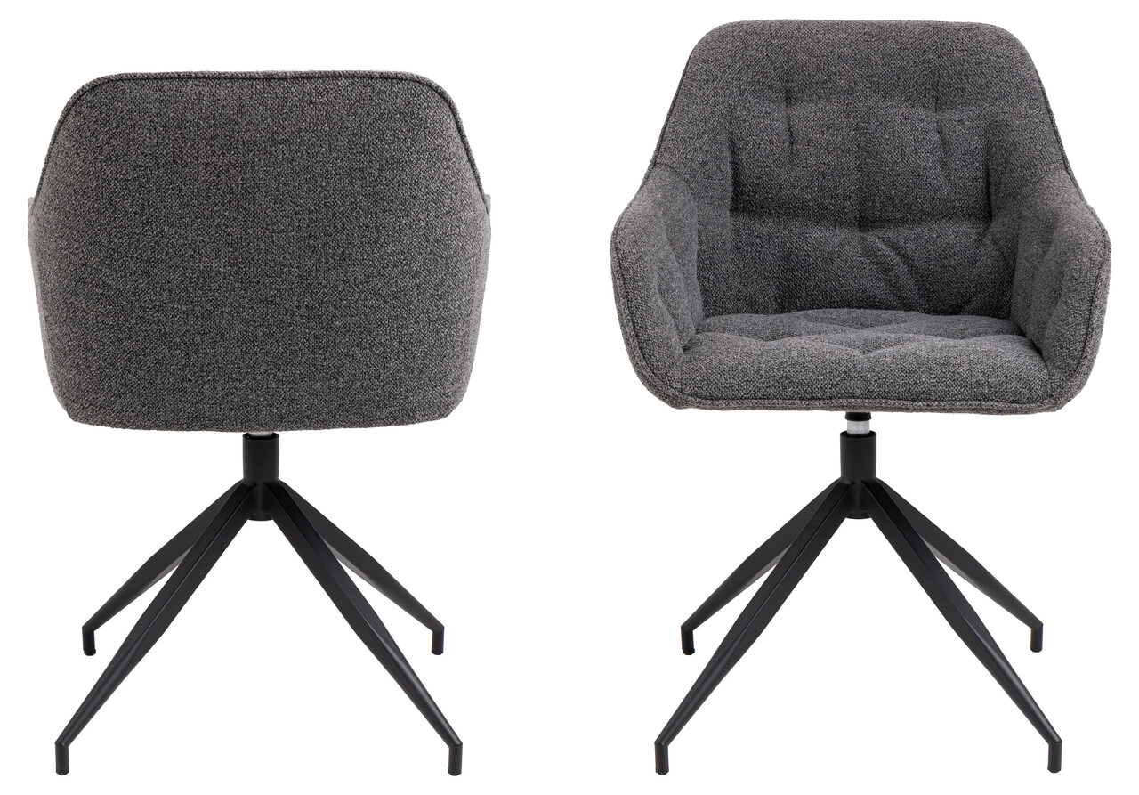 Scaun Brooke, Actona, 57x54.5x82 cm, rotativ, tesatura Boucle/otel, antracit - view 8
