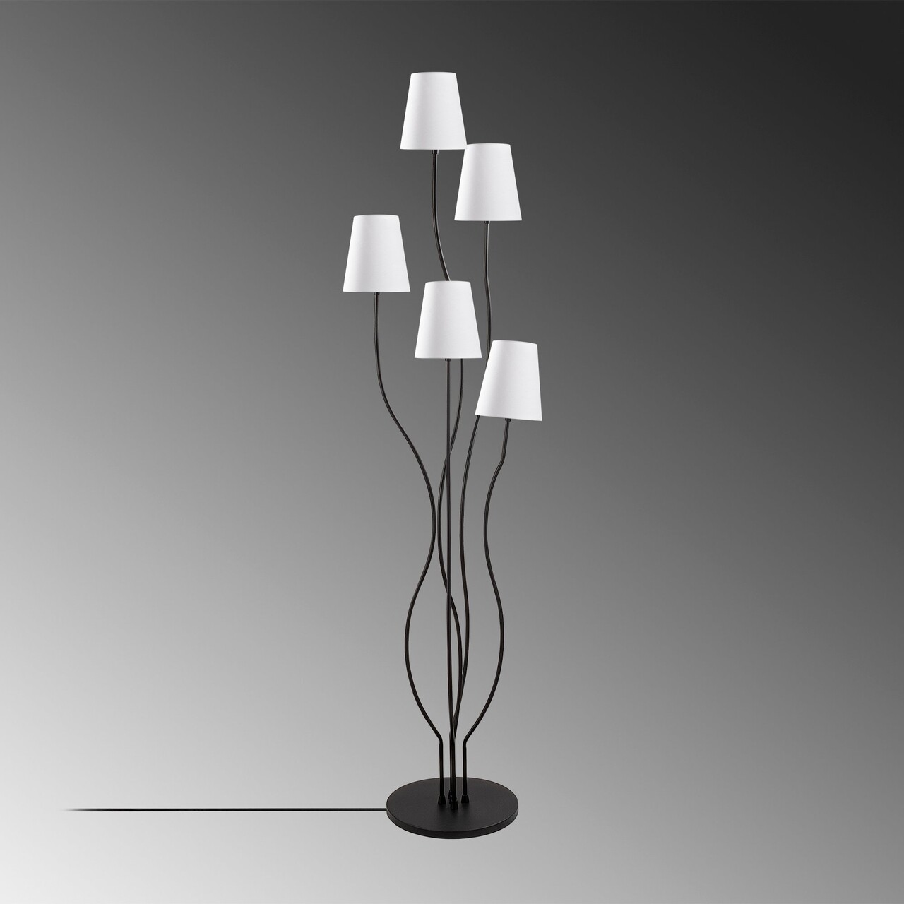 Lampadar, Bonibon - 13234, Fulgor, 44 X 44 X 160 Cm, 5 X E14, 40W, Negru/alb