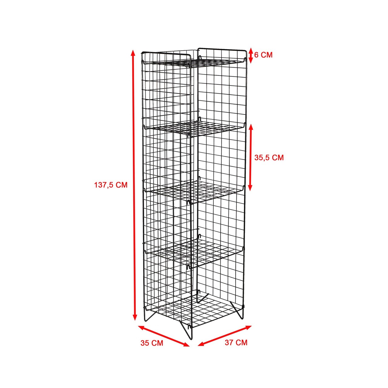 Corp biblioteca, Puqa Design, Elvis, 137.5x37x35 cm, Metal, Negru