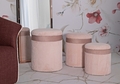 Set 3 taburete cu spatiu de depozitare Pink, Mauro Ferretti, 40.5x49.5 cm, MDF/poliester, roz