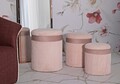 Set 3 taburete cu spatiu de depozitare Pink, Mauro Ferretti, 40.5x49.5 cm, MDF/poliester, roz