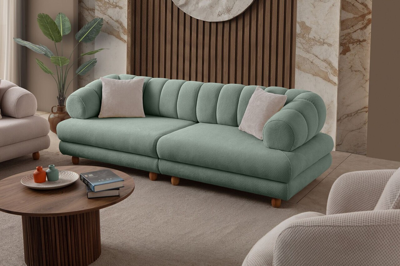 Canapea 3 locuri, Atelier del Sofa, 752EST1160, Lemn de carpen/PAL melaminat, Verde