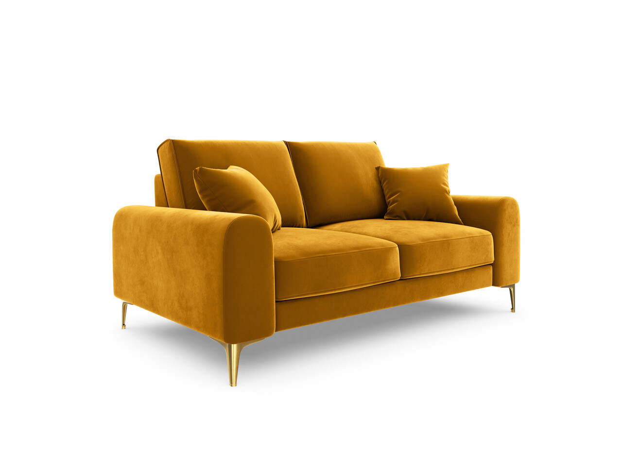 Canapea, Madara, Mazzini Sofas, 2 locuri, gold legs, 172x102x90 cm, catifea, galben