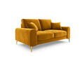 Canapea, Madara, Mazzini Sofas, 2 locuri, gold legs, 172x102x90 cm, catifea, galben