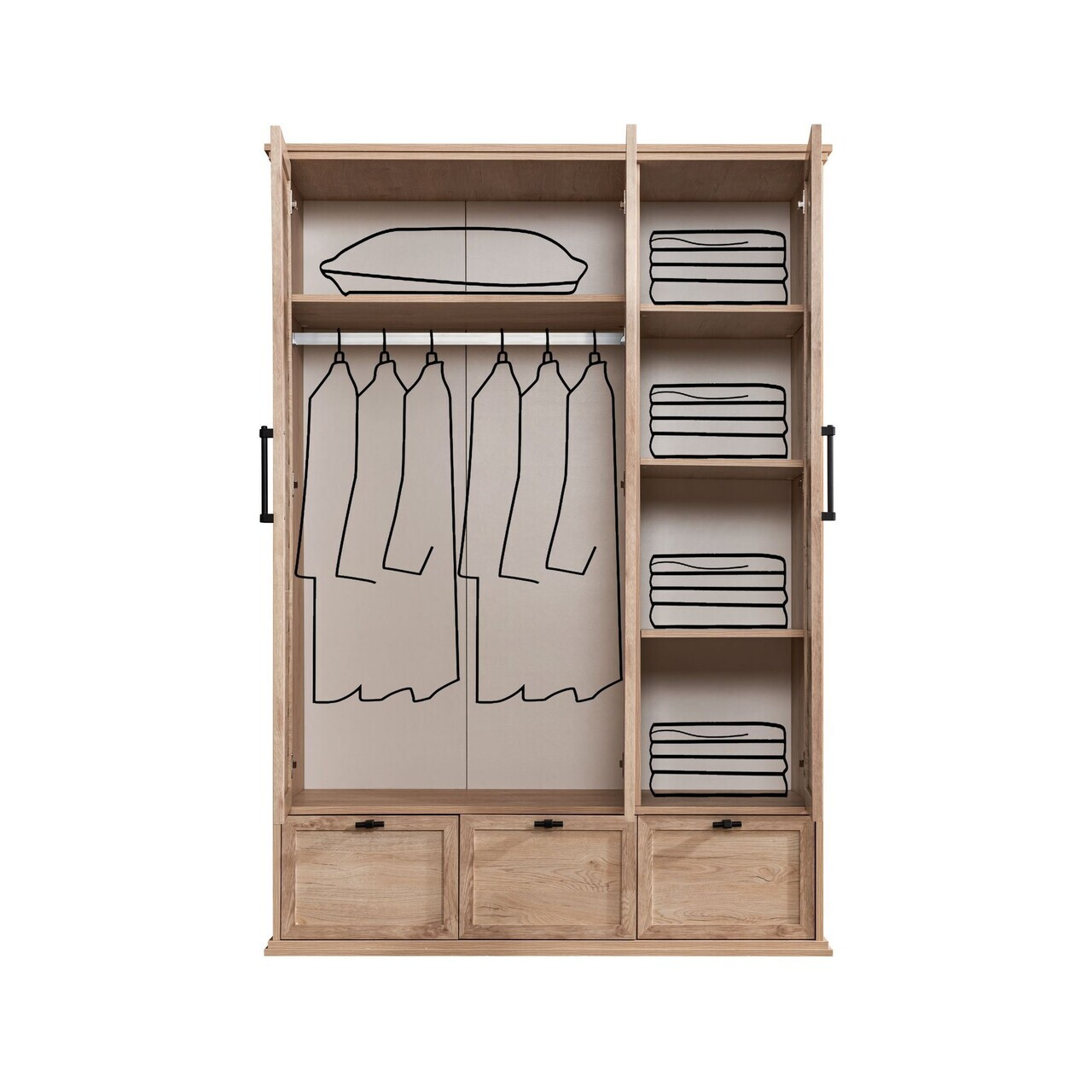 Dulap pentru haine, Hanah Home, Polo 3, 138x197x56 cm, PAL, Maro - view 5