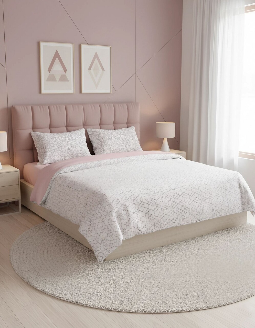Lenjerie de pat dubla King (FR) L'essentiel Maison Best Kombin Roz
