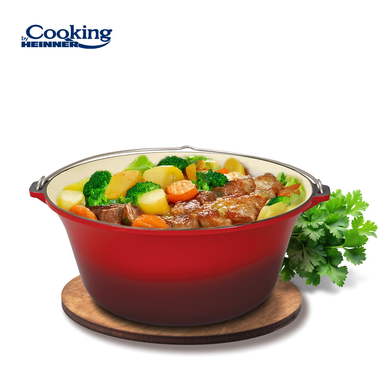Ceaun Cooking by Heinner, 41x19.5 cm, 16 L, fonta emailata, rosu - imagine 2