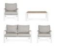 Set mobilier pentru gradina/terasa 4 piese Ernst, Bizzotto, aluminiu/placaj/poliester, alb