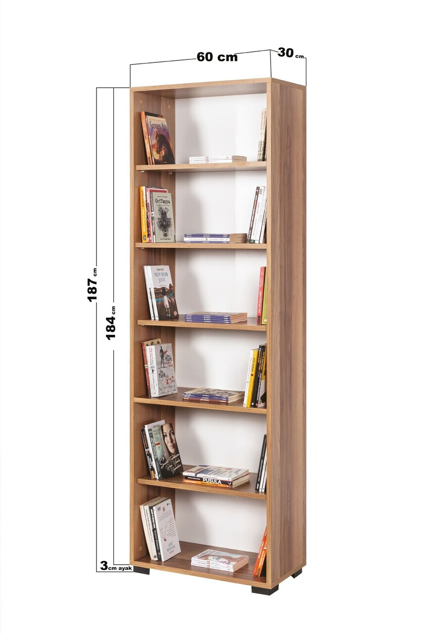 Corp biblioteca, Hanah Home, Evm 8123, 60x187x30 cm, PAL, Maro — imaginea 4