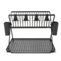 Scurgator de vase cu suport tacamuri, pliabil, Brabantia, SinkSide, 51x42x33 cm, aluminiu, gri inchis
