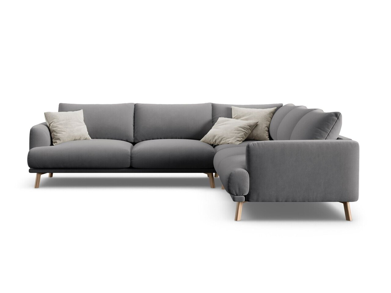 Coltar simetric 5 locuri, Naomi, Micadoni Home, 280x280x75 cm, catifea, gri