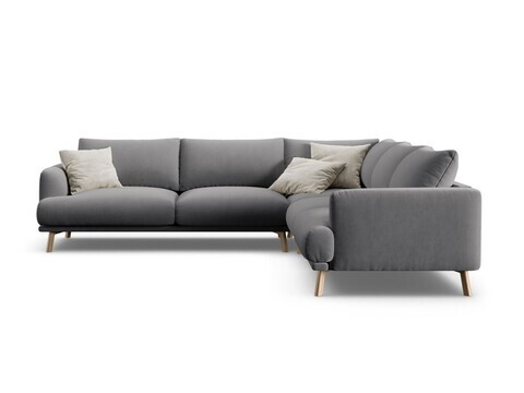 Coltar simetric 5 locuri, Naomi, Micadoni Home, 280x280x75 cm, catifea, gri