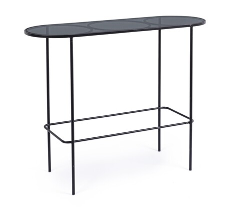 Masa consola, Bizzotto, Morissa, 32 x 92 cm, otel/sticla, negru BIZZOTTO