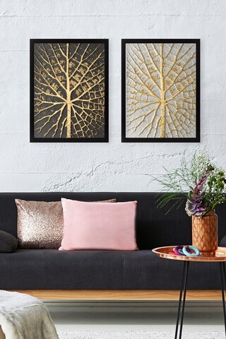 Set 2 tablouri decorative Tree Golden, Tablo center, 34×44 cm, MDF, multicolor 34x44