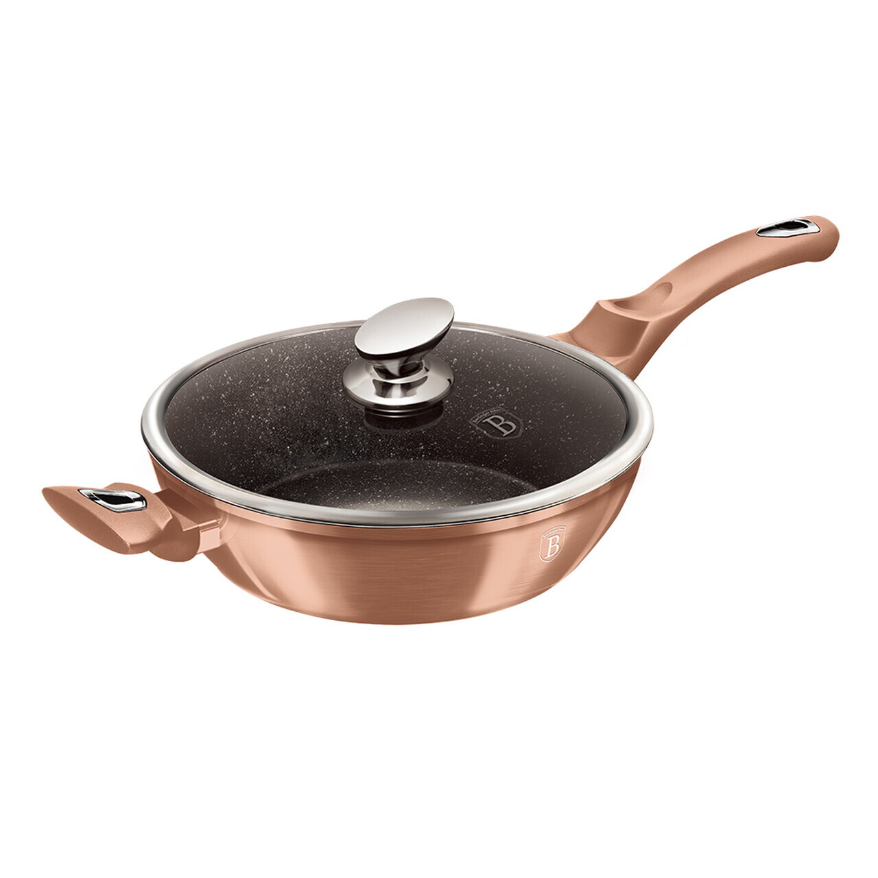 Tigaie adanca cu capac Berlinger Haus, Rose Gold, 28 cm, 3.8 L, aluminiu forjat, roz - imagine 4