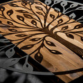Decoratiune de perete, Zehre, lemn/metal, 56 x 58 cm, negru/maro
