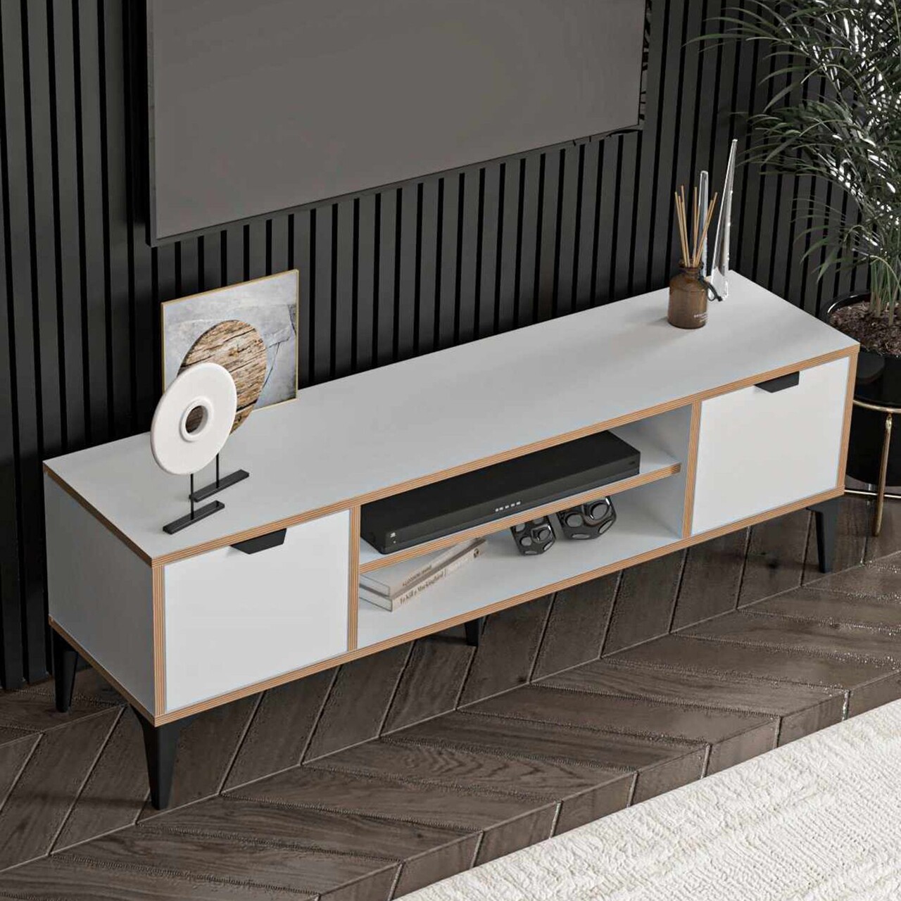 Comoda TV, Hanah Home, Arden, 140x46x35 cm, Alb - imagine 6