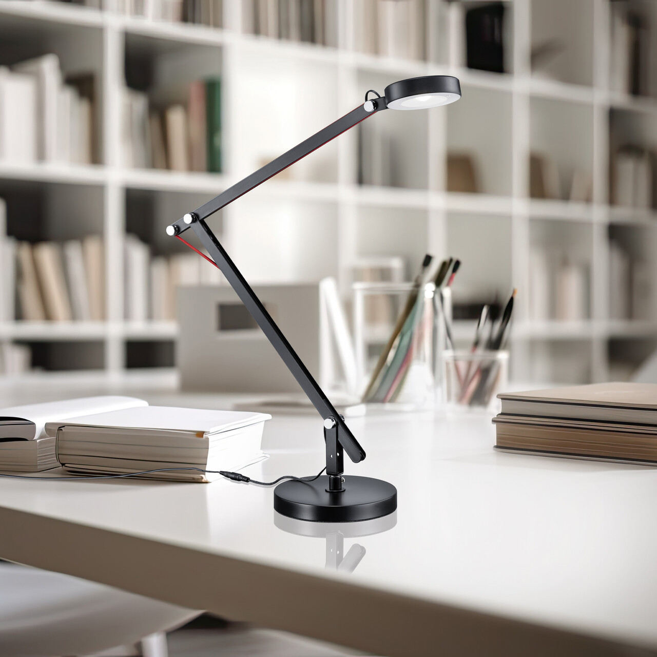 Lampa de masa Amsterdam, TRIO, 18x90 cm, 5W, 1x SMD LED, metal, negru - 2 | YEO