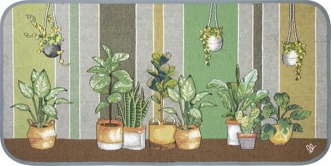 Covor pentru bucatarie, olivo tappeti, carpet queen 2, plants, 50 x 170 cm, 80% bumbac, 20% poliester, multicolor