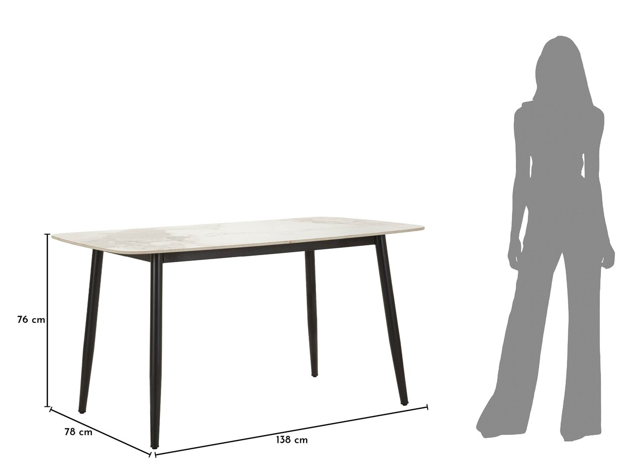 Masa dining, Mauro Ferretti, Josh, 138x78x76 cm, metal/ceramica, negru/alb - imagine 9