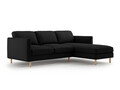 Coltar dreapta 3 locuri, Eden, Micadoni, 250x150x90 cm, catifea, negru