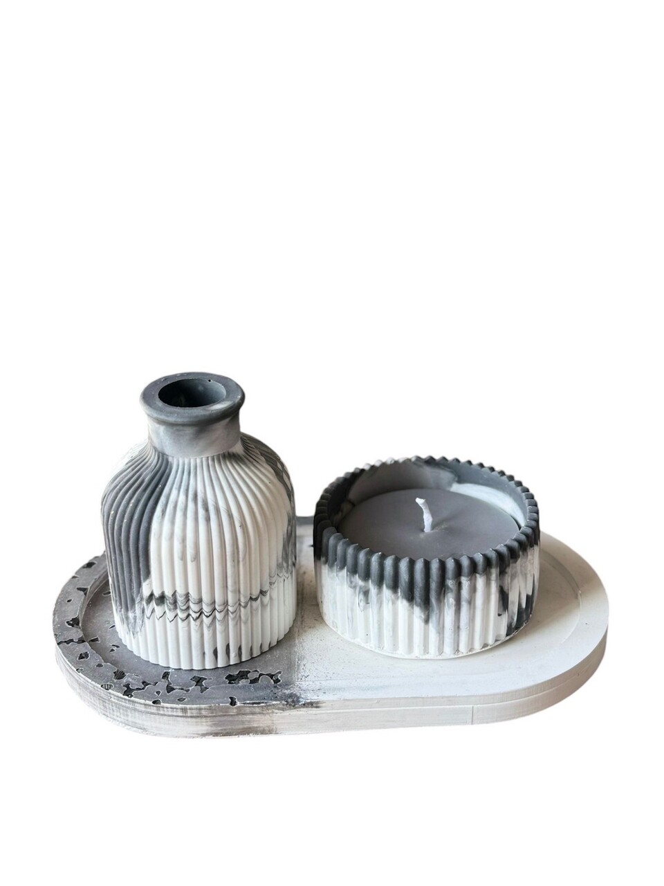 Set de lumanari, Glamour Candle 11ST, Beton, Gri/Alb