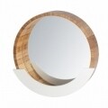 Oglinda de perete cu spatiu de depozitare, Wenko Finja, 38 x 39 cm, bambus/MDF, natur/alb