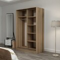 Dulap pentru haine, Minerva, Kale White Oak, 120x210x60 cm, PAL, Alb / Stejar
