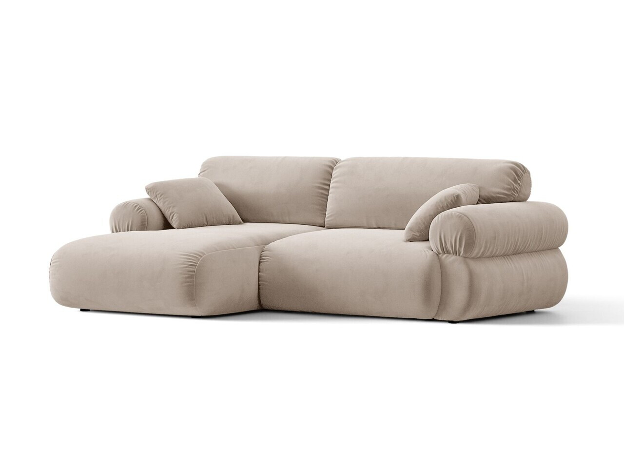Coltar stanga 4 locuri, Ophelia, Micadoni Home, 236x164x84 cm, catifea, bej — imaginea 9