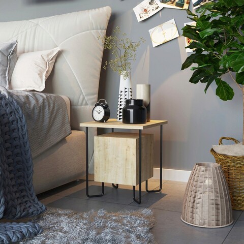 Noptiera, Homitis, Acres Nightstand, 40x45x40 cm, Stejar 40x45x40 imagine 2022