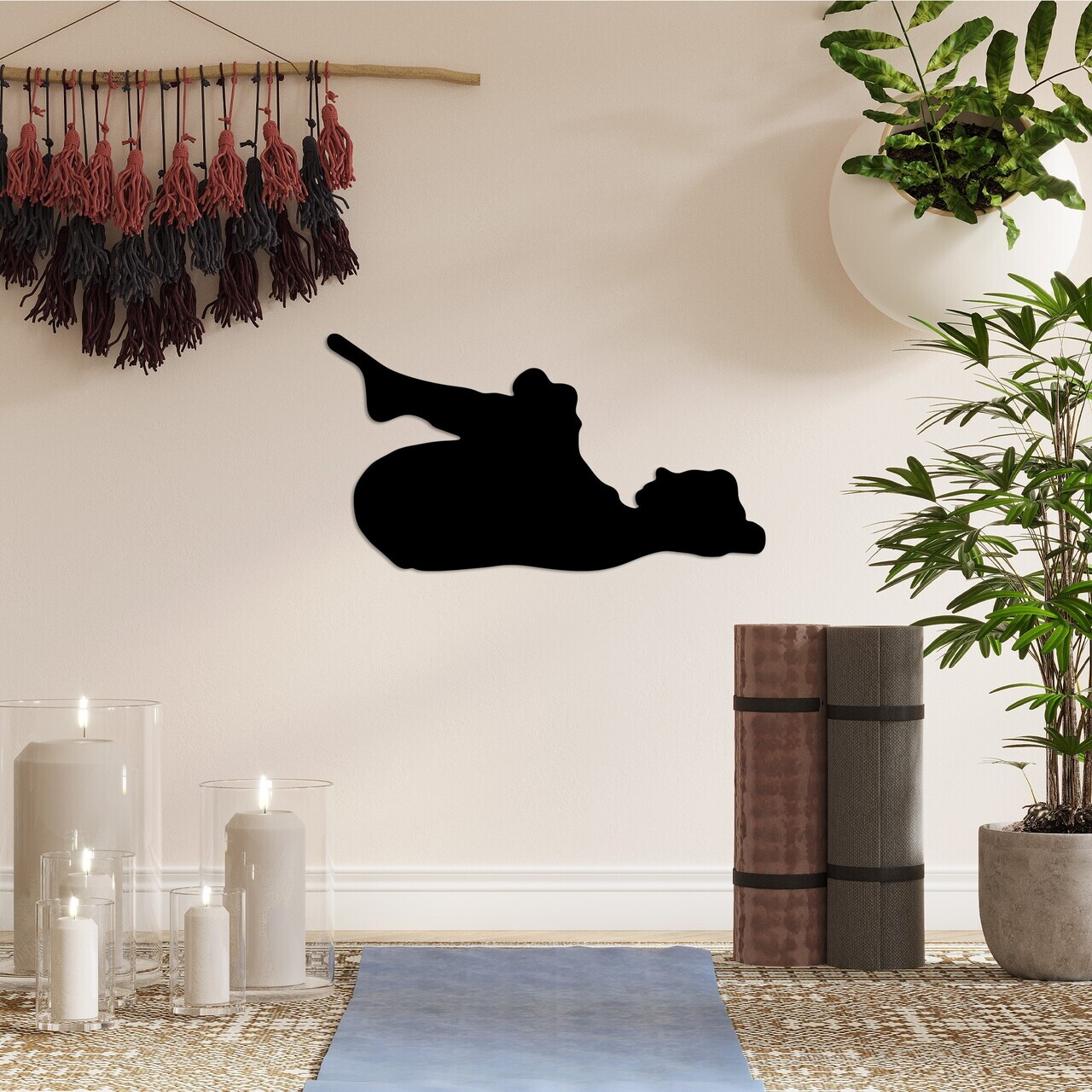 Decoratiune de perete, Yoga 8, Dimensiune: 60 x 33 cm, Negru
