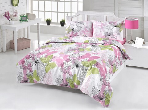 Lenjerie de pat dubla King Quilt(EU) Belinda v2, Victoria, 3 piese, 240x220 cm, amestec bumbac, multicolor