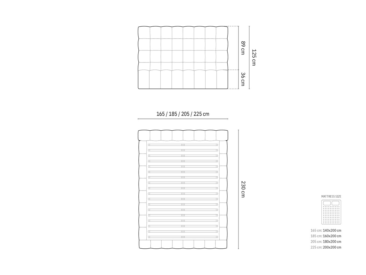 Pat tapitat cu somiera rabatabila si lada depozitare, 160x200 cm, Micadoni Home, Mamaia-170, tesatura structurata, gri inchis